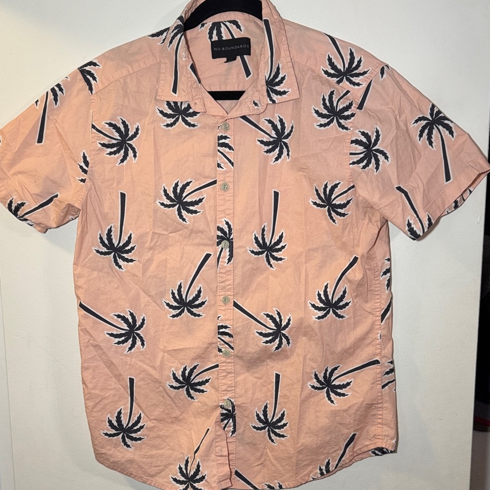 H&M Peach Shirt with Black Palm Print